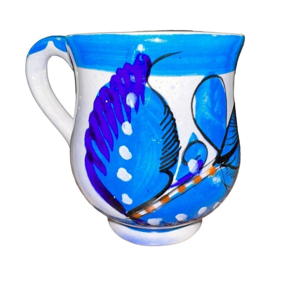 Vintage Tonola Pottery Blue Bird Coffee Cup